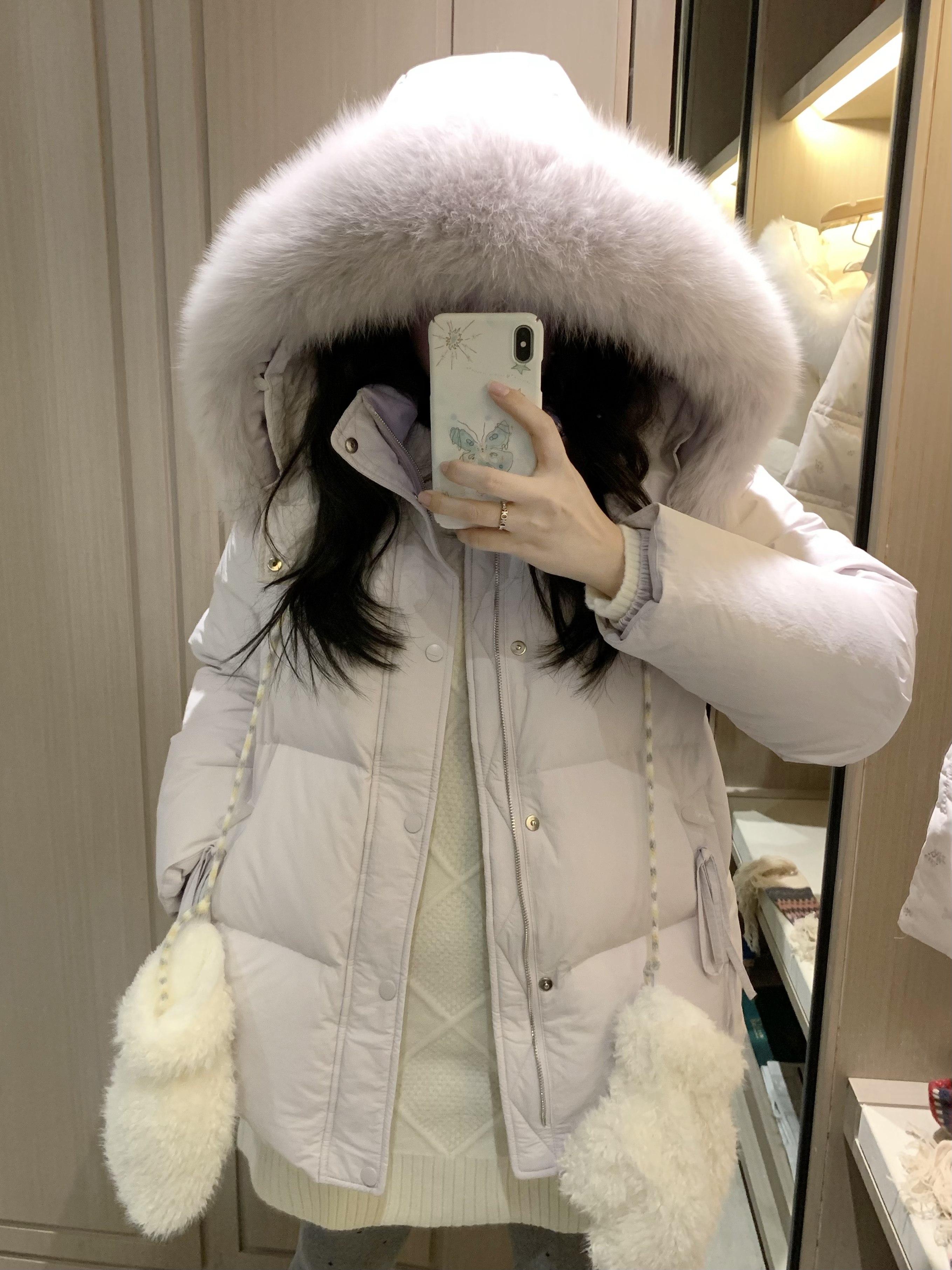 PINKMOON/定染星黛露紫色羽绒服 90新国标白鸭绒韩系加厚外套