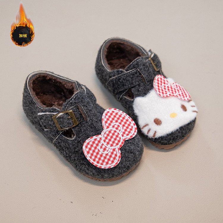 女童猫咪毛毛鞋2025冬季新款卡通女童保暖勃肯鞋儿童百搭豆豆棉鞋,淘宝优惠券,粉丝福利购,淘宝优惠卷