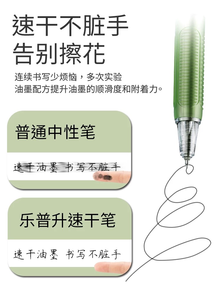 乐普升乐维按动笔中性笔R665按压式0.5mm学生速干刷题笔ST笔尖ins日系三面软握护手笔久写不累大容量黑色水笔 - 图2