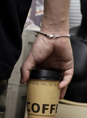 钛钢方形蛇骨手链男款小众设计