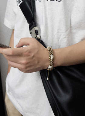 男生皮质波西米亚编织手链