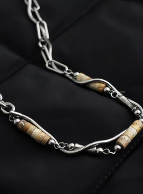 石头钛钢缠绕男女通用双层项链