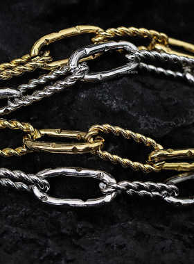 钛钢钛钢男女通用手工螺纹项链