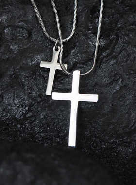 钛钢钛钢男女通用十字架项链
