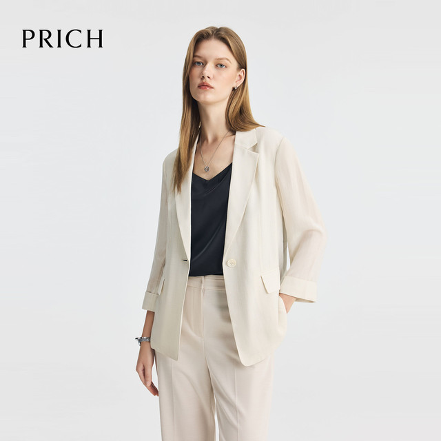 PRICH ຈົບການສຶກສາ Gao Zhiping lapel suit summer one button waist entry communication jacket women