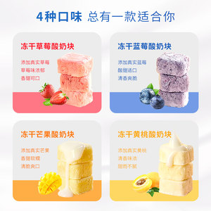 盐津铺子冻干酸奶块水果干草莓蓝莓黄桃芒果干休闲零食网红糖果