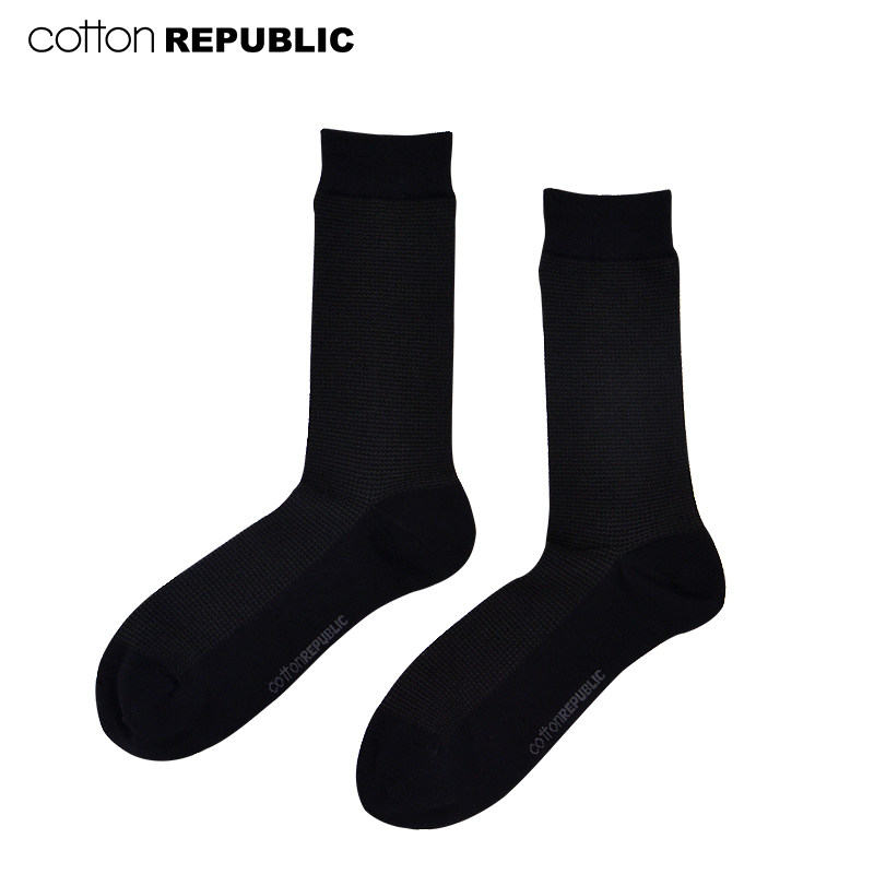 棉花共和国棉质男士休闲暗花中筒袜 棉花共和国短袜/打底袜/丝袜/美腿袜