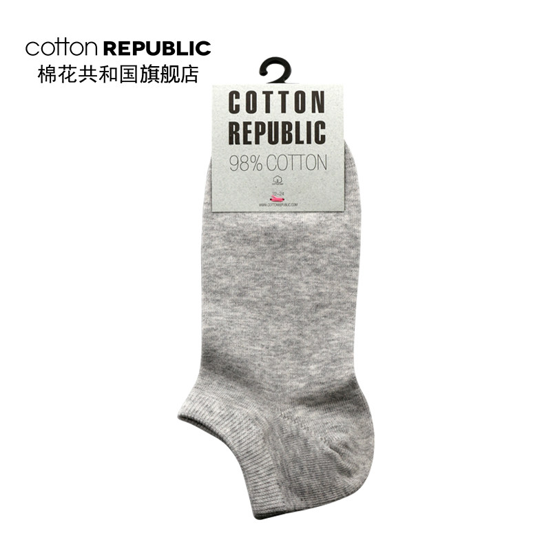 棉花共和国女士棉质花纯色少女袜 棉花共和国船袜