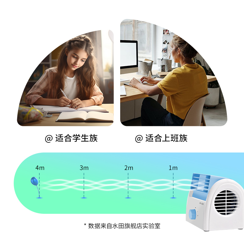 水田无叶电风扇小型桌面台式空气循环扇办公室静音摇头迷你风扇