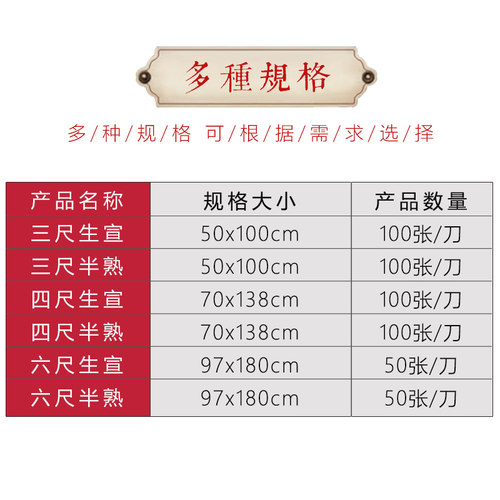 净皮特皮宣纸特净加厚书法国画作专用品宣纸半生熟生宣三尺四尺六尺生宣纸书法创作书法作品毛笔字专用宣纸 - 图2