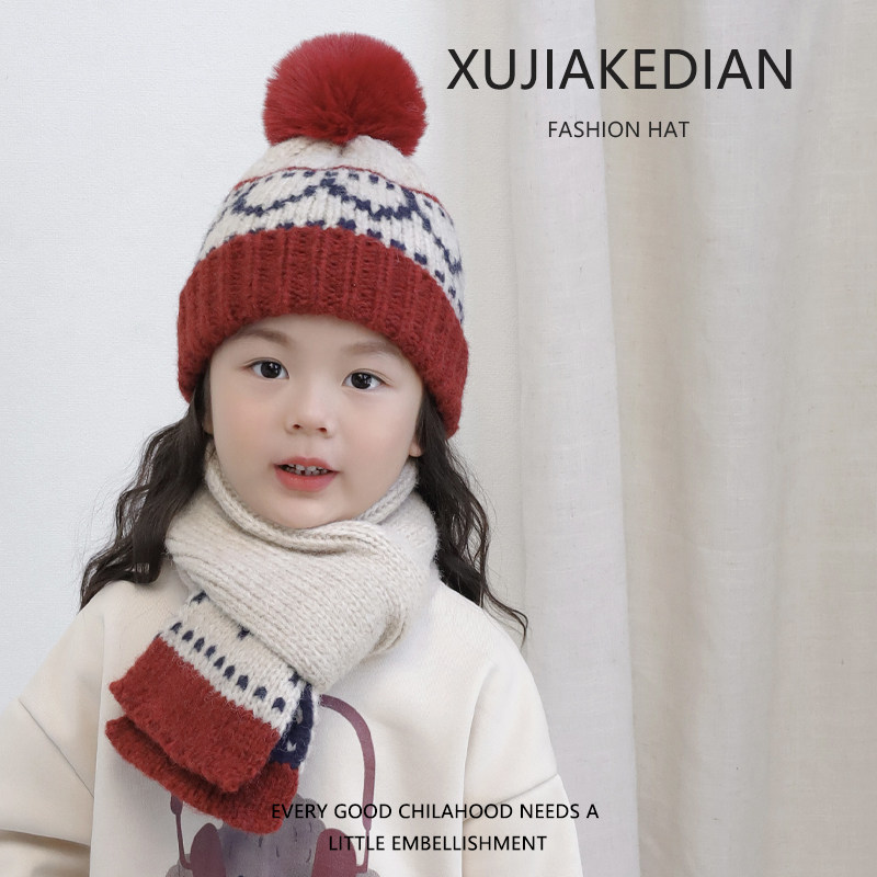 宝宝帽子围巾套装秋冬季婴幼儿童毛线帽男女童可爱超萌针织护耳帽,淘宝优惠券,粉丝福利购,淘宝优惠卷