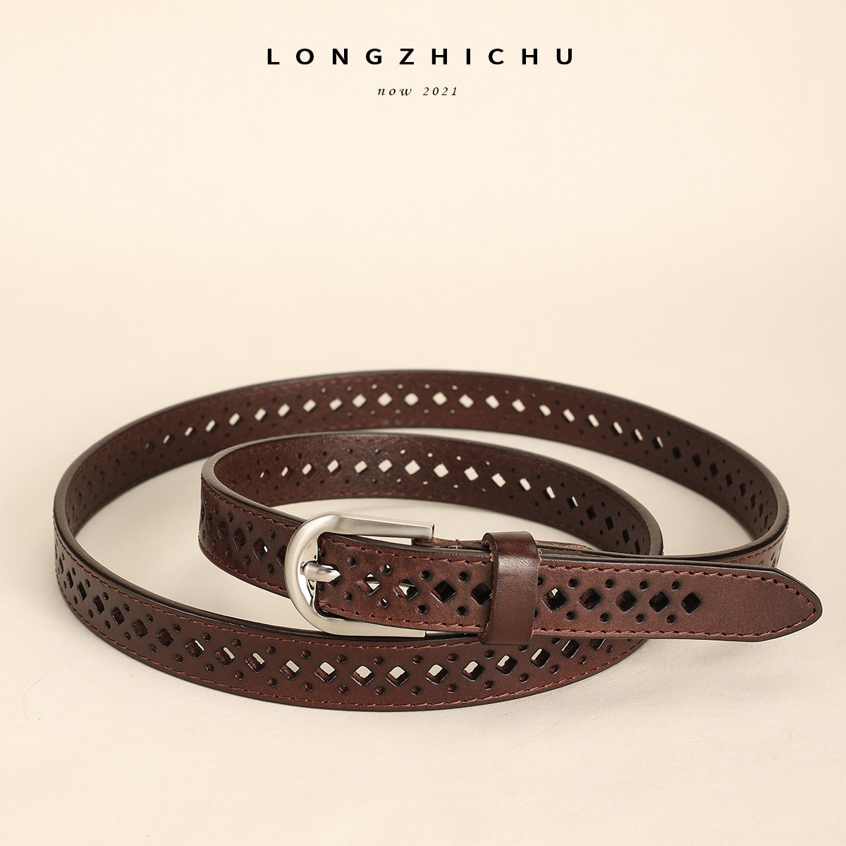 打孔头层纯牛皮镂空女士细真皮裤带 龙之初腰带/皮带/腰链