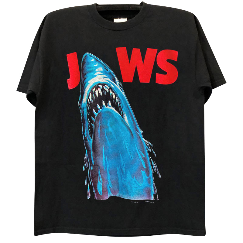 Jaws1975大白鲨鱼头电影联名经典oversize潮流落肩短袖男女T恤棉 - 图3