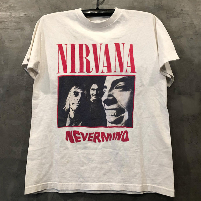 Nirvana涅槃乐队科特柯本周边vintage美式复古摇滚短袖男女T恤棉