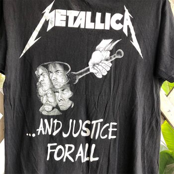 ແຖບ Metallica vintage retro ແຂນສັ້ນ American street chic rock ເສື້ອຍືດເນື້ອຜ້າຝ້າຍວ່າງ