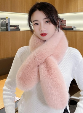 仿狐狸毛兔毛围巾保暖女冬季围巾