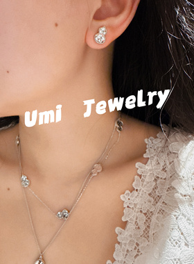 UMI家·轻珠宝/S925银镀k金·碎冰冰葫芦手链耳钉项链套组高级感