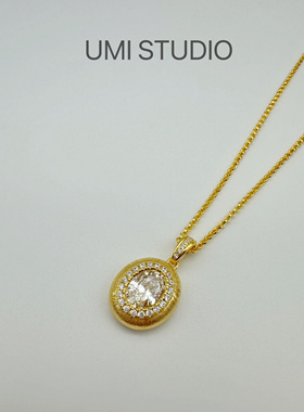 UMI STUDIO|轻珠宝意大利手工拉丝鸽子蛋钻石锁骨链耳钉手链组合