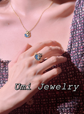 UMI家·轻珠宝/S925银镀k金·杏叶葫芦古法金国风工艺戒指项链