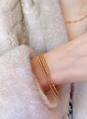 UMI家·轻珠宝/S925银镀k金·超闪多层弹簧蹦迪珠手环高级感轻奢