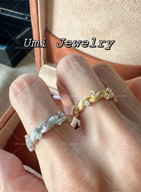 UMI家·轻珠宝/S925银镀金·意大利植物系藤蔓拉丝工艺女戒中古