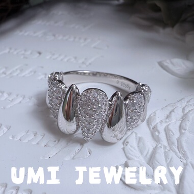 UMI家【水滴】/S925银镀k金·水滴镶钻抛光戒指小众设计独特轻奢