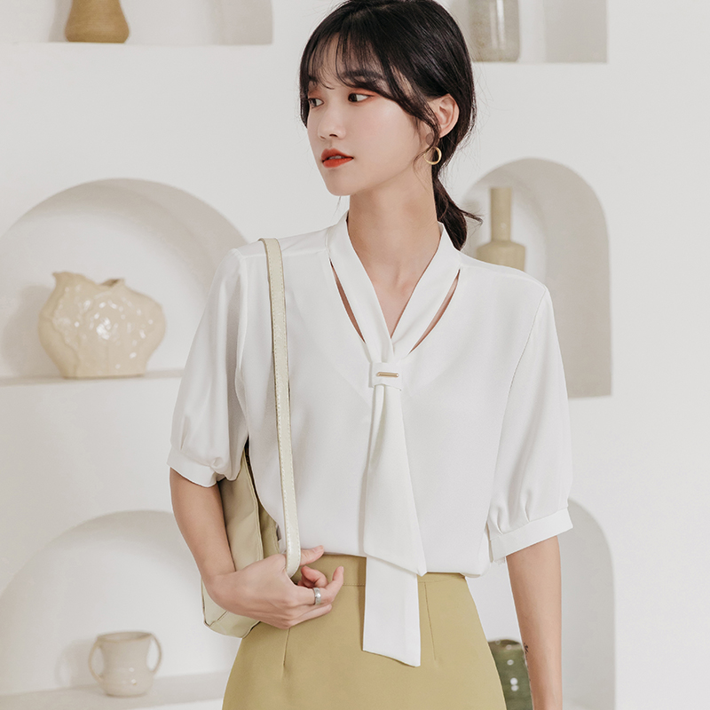 爱雅蜜旗舰店夏季雪纺衬衫女装夏装年新款潮流短袖上衣服洋气小衫时尚气质0