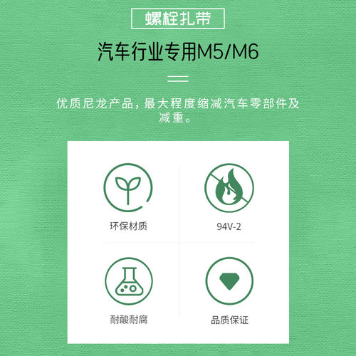 汽车尼龙扎带螺柱安装5*170孔径M5/M6螺栓固定汽修4s店黑色束线带 - 图1