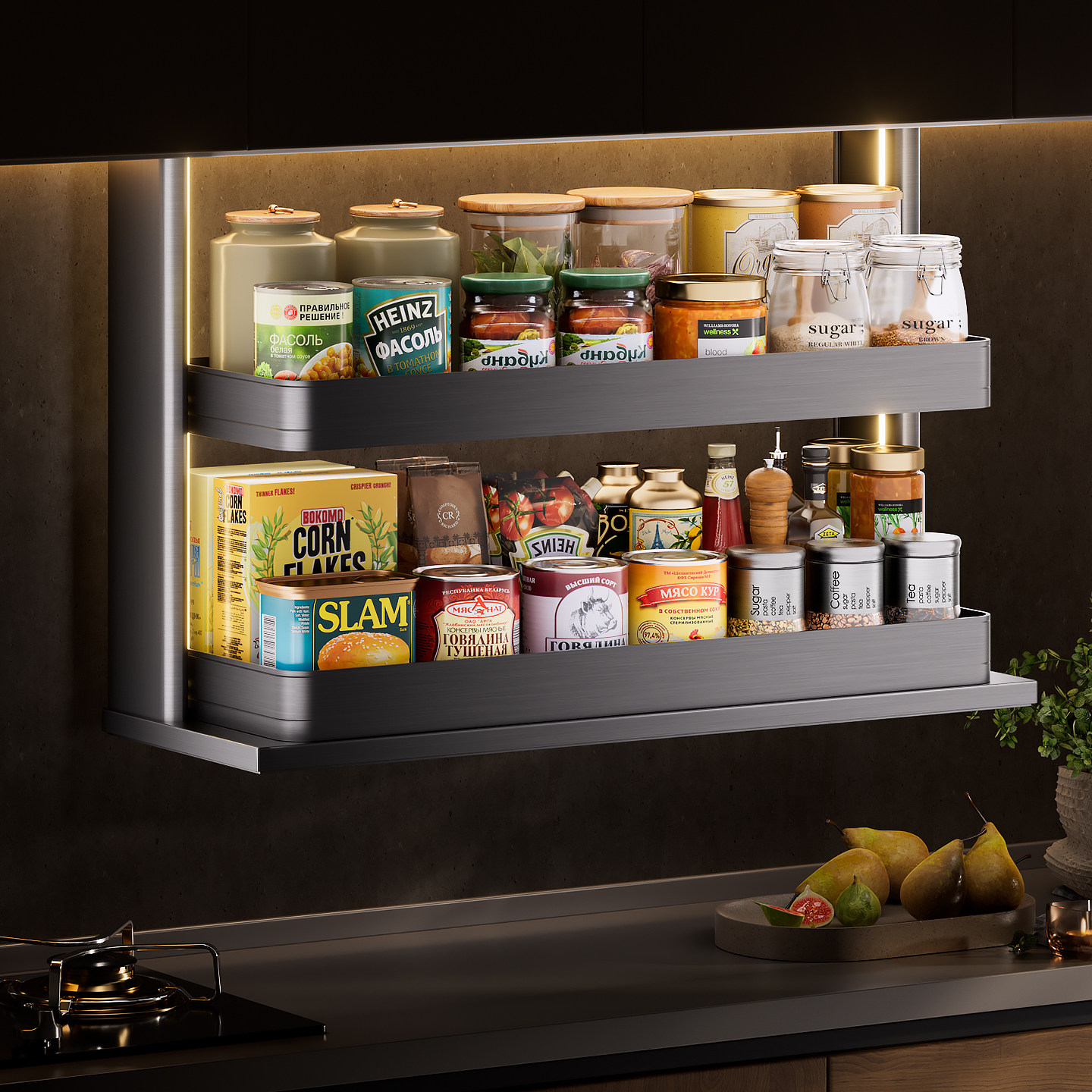 厨房智能电动升降拉篮调味篮语音触摸控制垂直升降吊柜下拉式拉篮,淘宝优惠券,粉丝福利购,淘宝优惠卷