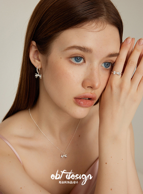 耳边风蝴蝶结925纯银开口戒指