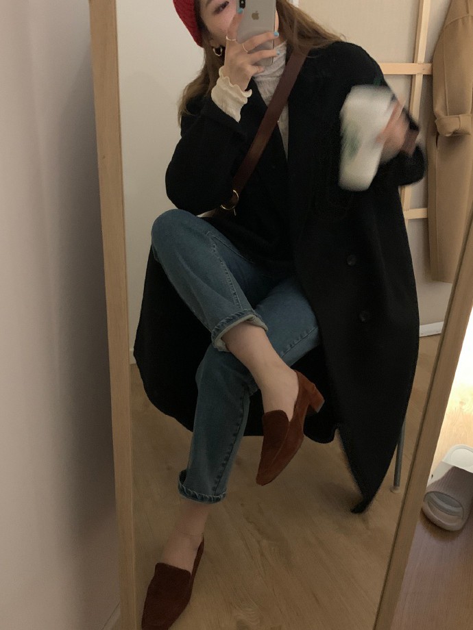 【多个尺码】中长款双面羊绒大衣