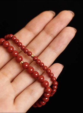 天然朱砂手串转运珠男女本命年手链红绳镀金生日礼物夏季饰品