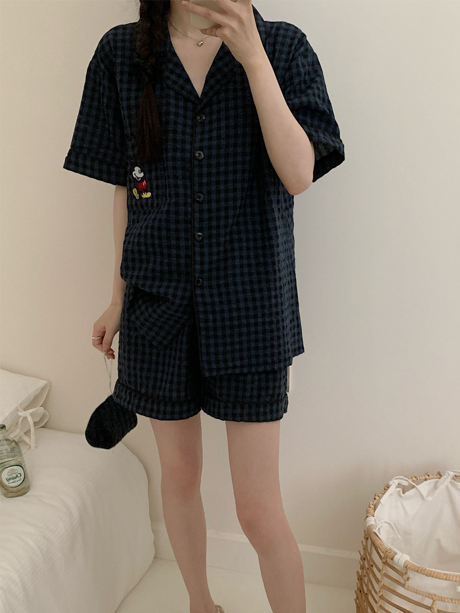 卡通米奇梭织棉纱睡衣女夏季薄款网红ins柔软透气夏天家居服套装,淘宝优惠券,粉丝福利购,淘宝优惠卷