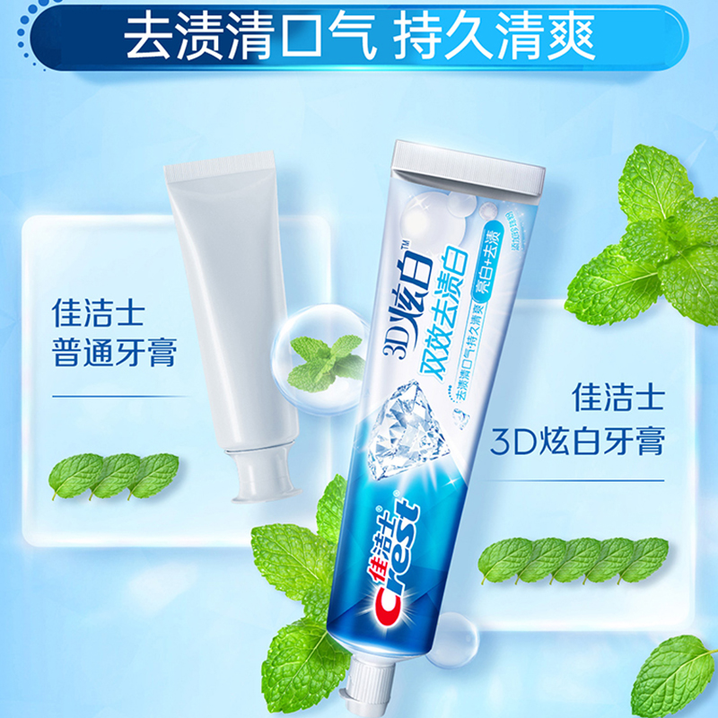 佳洁士牙膏3D冰极薄荷清新口气清洁亮白牙齿去牙渍牙黄男女家庭装 - 图2