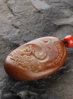 把件瑞兽黄玉籽料