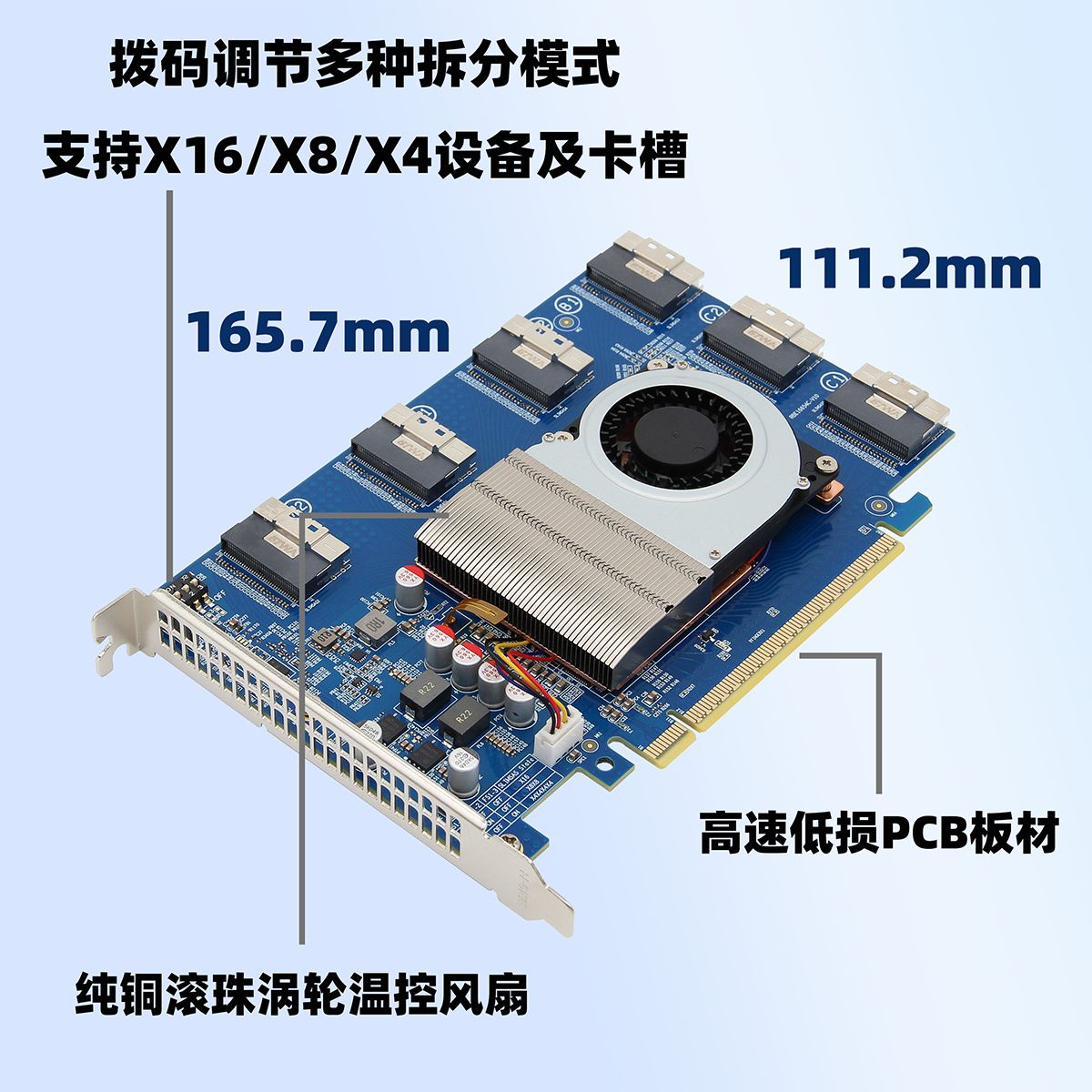 PLX88096免拆分扩展卡PCIe 4.0X16扩展外接显卡硬盘8654接口 - 图0