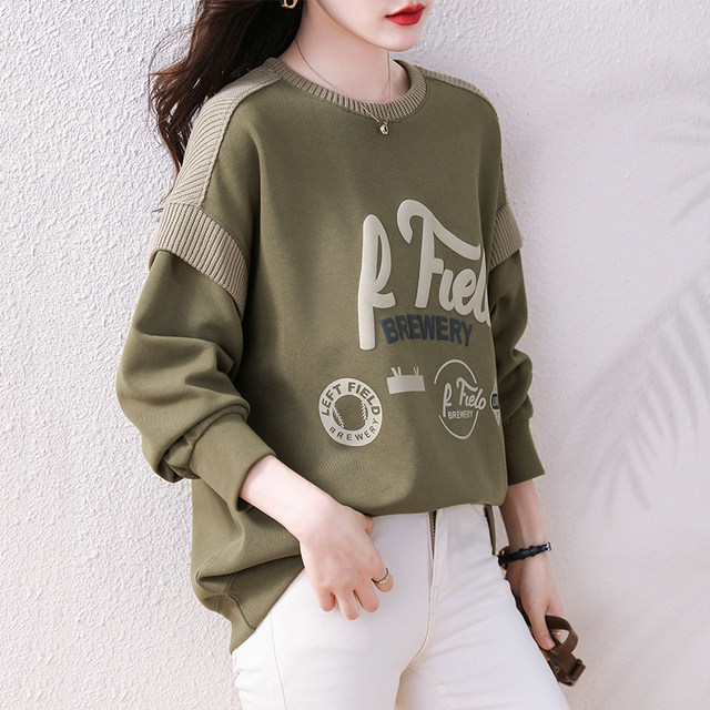 September Momo high-end sense round neck sweater women's loose 2023 spring and autumn new European style casual capless top