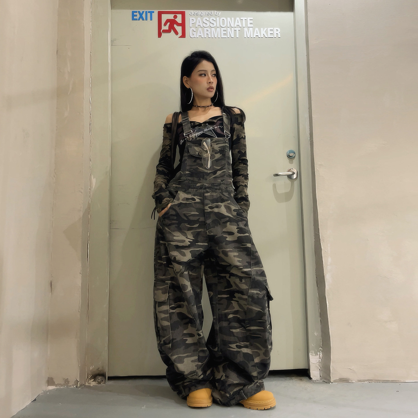 DoubleD美式复古多口袋迷彩工装背带裤男女宽松阔腿弯刀休闲裤潮,淘宝优惠券,粉丝福利购,淘宝优惠卷