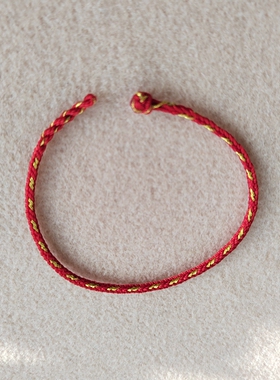 手工八股如意红手绳新年红金手链如愿结男女情侣款