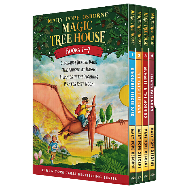 神奇树屋 英文原版 Magic Tree House1-4册全套盒装 桥梁章节书 英语课外阅读 美国小学推荐送音频 搭小屁孩日记老鼠记者苍蝇小子 - 图0