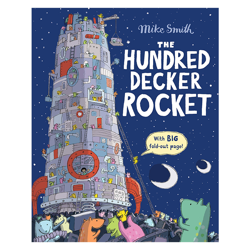 100层的火箭 百部层层叠火箭 英文原版 The Hundred Decker Rocket畅销认知绘本 想象力观察力 内附超大拉页 搭100层的巴士 玩玩镇 - 图0