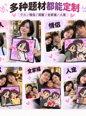 星蝶公主画像定制真人照片手绘卡通头像情侣闺蜜生日礼物装饰画