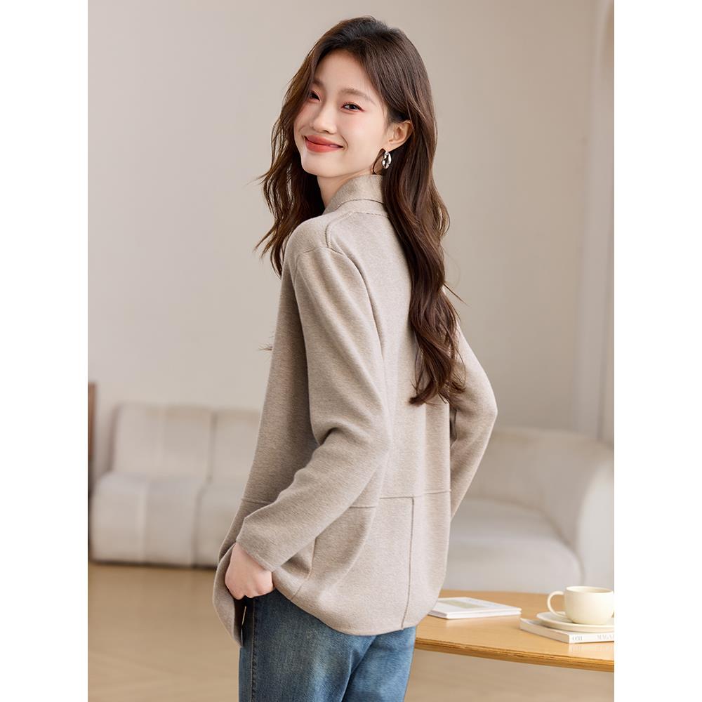 西服外套女款春秋季2025新款今年流行爆款气质职场羊毛针织开衫女 - 图3