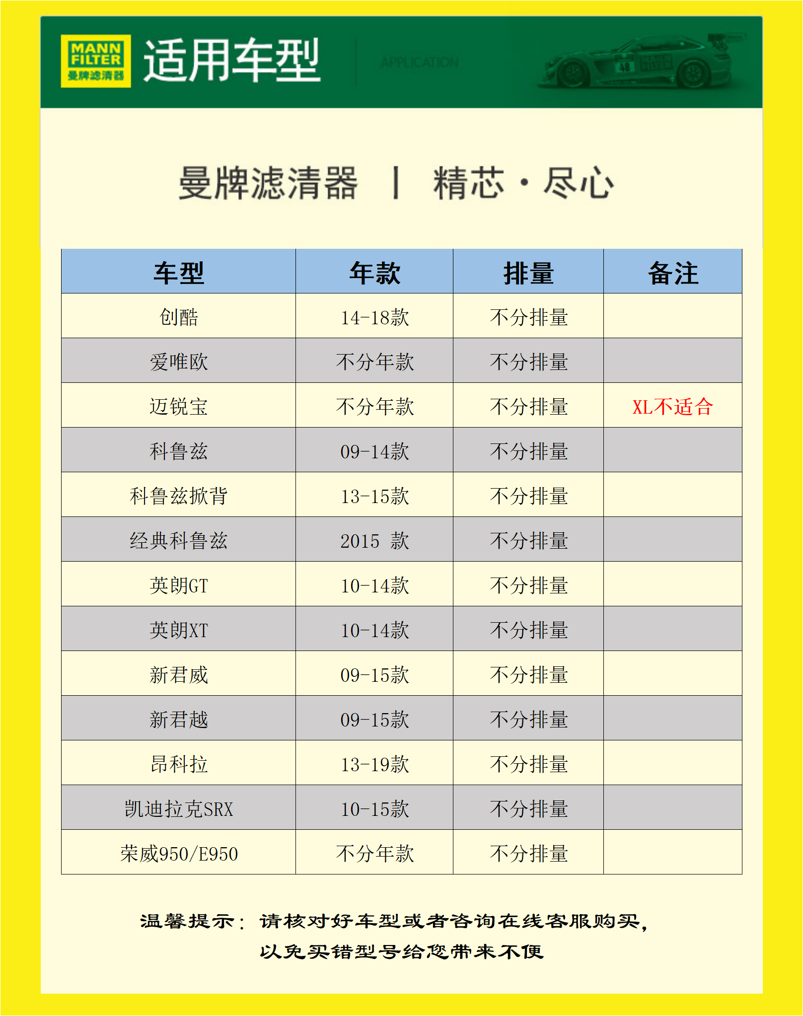 昂科拉英朗科鲁兹迈锐宝新君威君越创酷 空调滤芯格器曼牌CUK2442