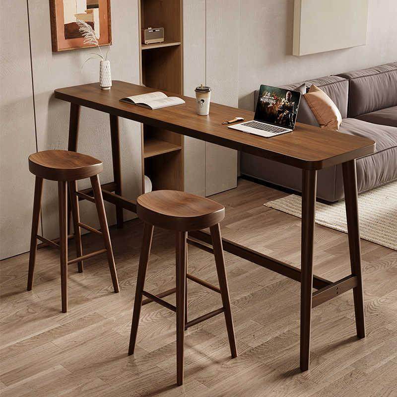 实木吧台桌椅组合简约办公吧台式餐桌家用小户型客厅靠墙高脚桌子,淘宝优惠券,粉丝福利购,淘宝优惠卷
