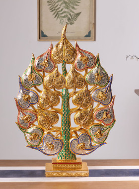 泰国木雕工艺品金菩提叶摆件
