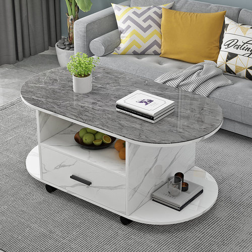 玻璃移动现代个性椭圆形功夫茶几简约客厅小户型经济型多功能创意 - 图1