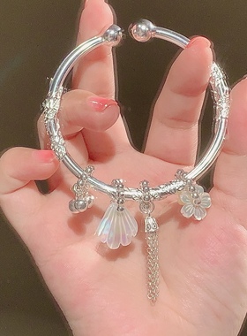 然然足银999花仙子手镯甜美古风