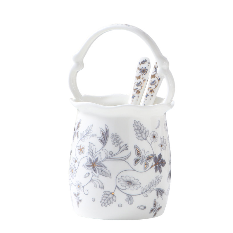 创意小花篮厨房水果刀叉勺存放陶瓷收纳篮架筒餐桌餐具笼桌面装饰,淘宝优惠券,粉丝福利购,淘宝优惠卷