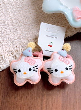 儿童刺绣卡通动物小熊猫咪发圈女孩扎头发皮筋发绳不伤发头绳发饰